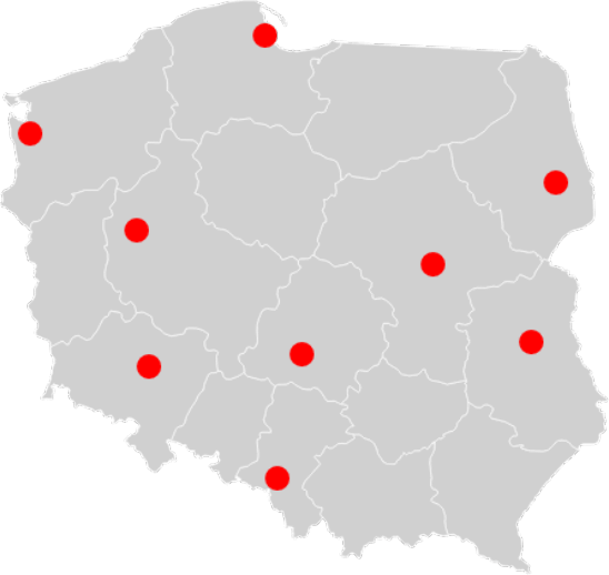 Mapa oddziałów GIZO